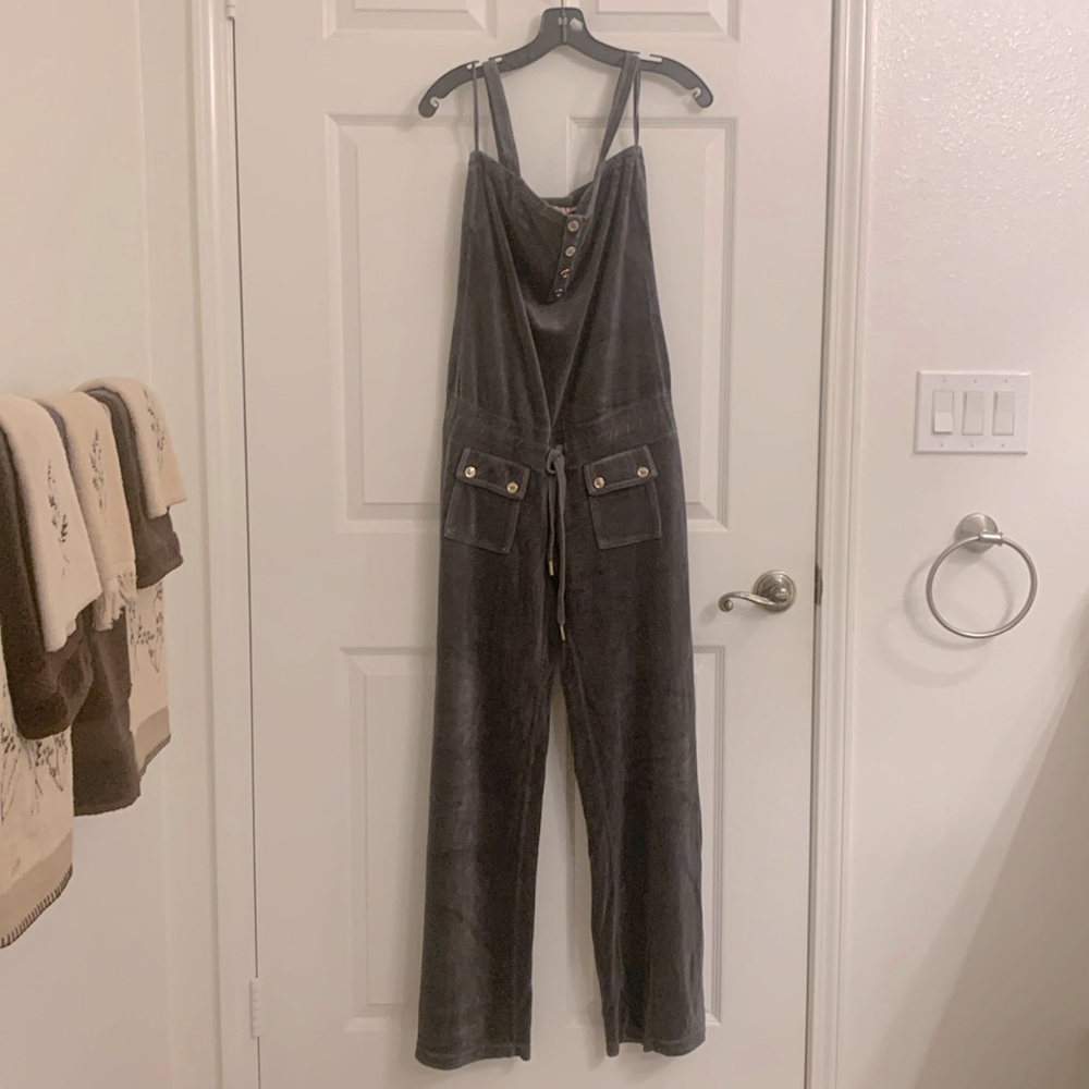 Juicy Couture Velour jumpsuit in Charcoal Gray size Petite.